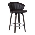 Armen Living Armen Living LCASBAWABR30 30 in. Ashley Wood Back Swivel Faux Leather Bar Stool; Brown LCASBAWABR30